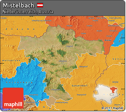Satellite Map of Mistelbach, political outside