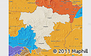 Shaded Relief Map of Mistelbach, political outside