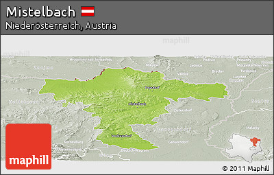 Physical Panoramic Map of Mistelbach, lighten, semi-desaturated