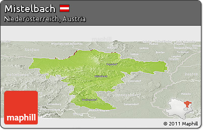 Physical Panoramic Map of Mistelbach, lighten, semi-desaturated
