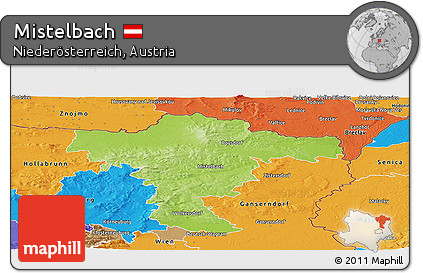 Physical Panoramic Map of Mistelbach, political outside