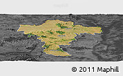 Satellite Panoramic Map of Mistelbach, darken, desaturated
