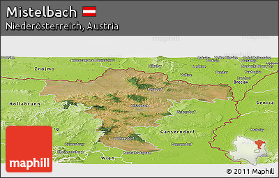 Satellite Panoramic Map of Mistelbach, physical outside