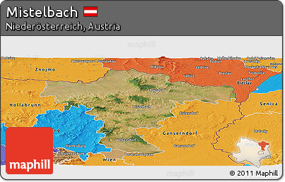 Satellite Panoramic Map of Mistelbach, political outside
