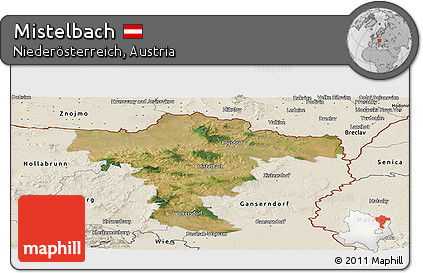 Satellite Panoramic Map of Mistelbach, shaded relief outside