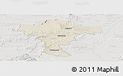 Shaded Relief Panoramic Map of Mistelbach, lighten, semi-desaturated