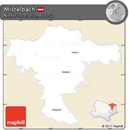 Classic Style Simple Map of Mistelbach, single color outside