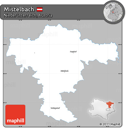 Gray Simple Map of Mistelbach, single color outside