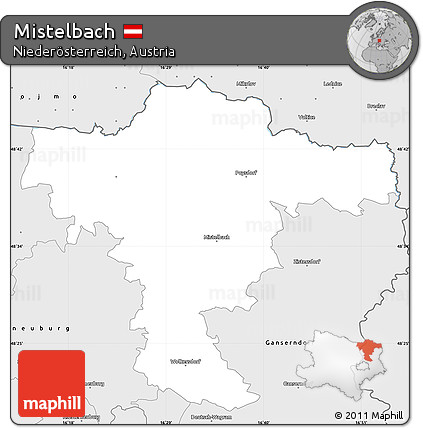 Silver Style Simple Map of Mistelbach
