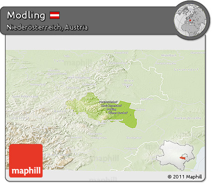 Physical 3D Map of Modling, lighten