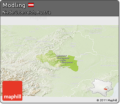 Physical 3D Map of Modling, lighten
