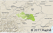 Physical 3D Map of Modling, shaded relief outside