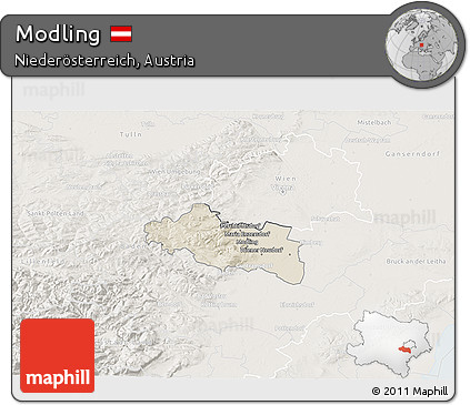 Shaded Relief 3D Map of Modling, lighten