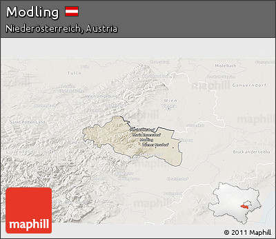 Shaded Relief 3D Map of Modling, lighten