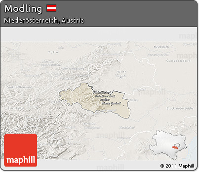 Shaded Relief 3D Map of Modling, lighten