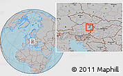 Gray Location Map of Modling, hill shading