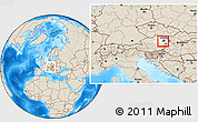 Shaded Relief Location Map of Modling, highlighted parent region, within the entire country