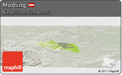 Physical Panoramic Map of Modling, lighten, semi-desaturated