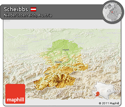 Physical 3D Map of Scheibbs, lighten