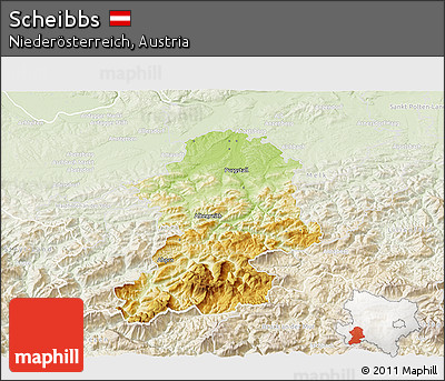 Physical 3D Map of Scheibbs, lighten