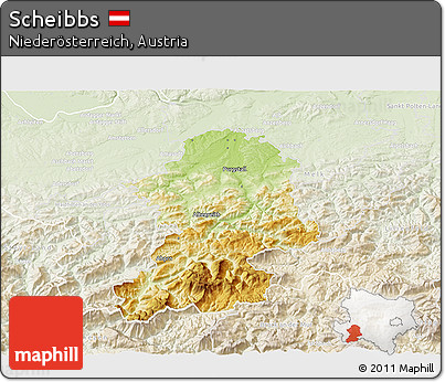 Physical 3D Map of Scheibbs, lighten