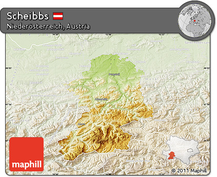 Physical Map of Scheibbs, lighten