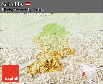 Physical Map of Scheibbs, lighten