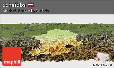 Physical Panoramic Map of Scheibbs, darken