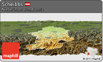 Physical Panoramic Map of Scheibbs, darken