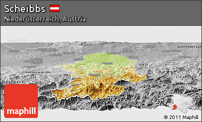 Physical Panoramic Map of Scheibbs, desaturated