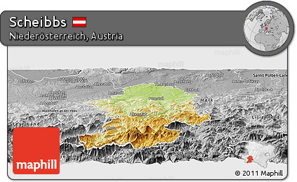 Physical Panoramic Map of Scheibbs, desaturated