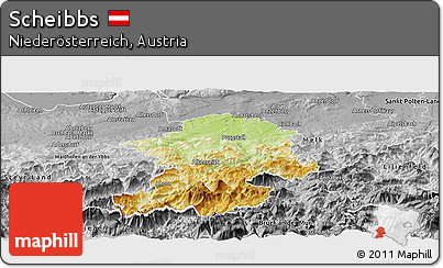 Physical Panoramic Map of Scheibbs, desaturated