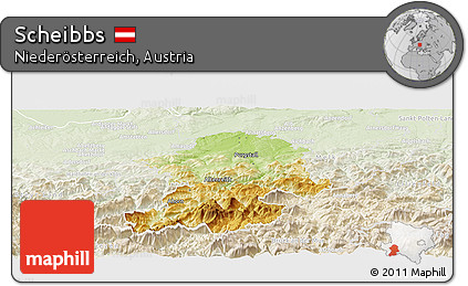 Physical Panoramic Map of Scheibbs, lighten