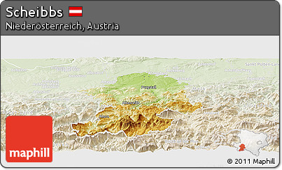 Physical Panoramic Map of Scheibbs, lighten
