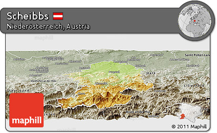Physical Panoramic Map of Scheibbs, semi-desaturated