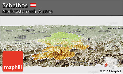 Physical Panoramic Map of Scheibbs, semi-desaturated
