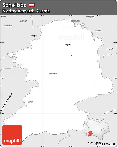 Silver Style Simple Map of Scheibbs