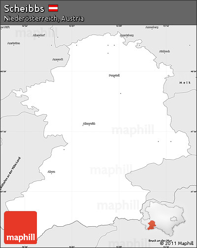 Silver Style Simple Map of Scheibbs