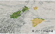 Satellite 3D Map of Wien Umgebung, lighten, semi-desaturated