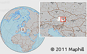 Gray Location Map of Wien Umgebung, highlighted parent region, hill shading