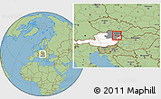 Savanna Style Location Map of Wien Umgebung, highlighted country, highlighted parent region