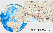 Shaded Relief Location Map of Wien Umgebung, highlighted parent region