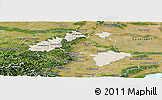 Shaded Relief Panoramic Map of Wien Umgebung, satellite outside