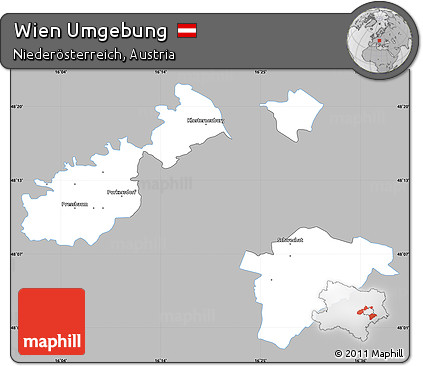 Gray Simple Map of Wien Umgebung, single color outside