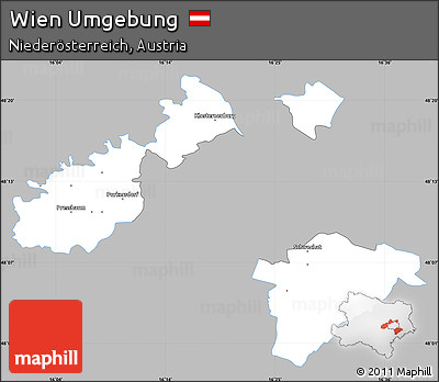Gray Simple Map of Wien Umgebung, single color outside