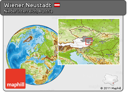 Physical Location Map of Wiener Neustadt, highlighted country, highlighted parent region