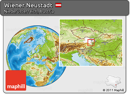 Physical Location Map of Wiener Neustadt, highlighted parent region
