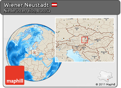 Shaded Relief Location Map of Wiener Neustadt