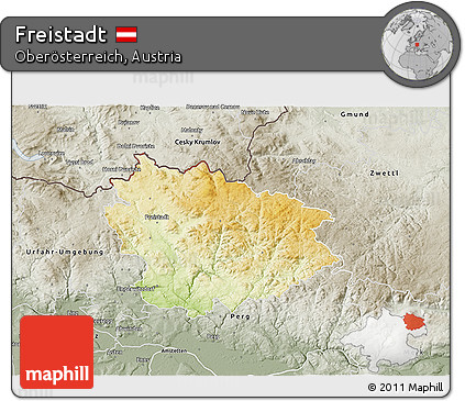Physical 3D Map of Freistadt, semi-desaturated