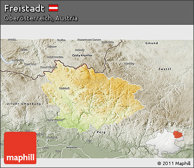 Physical 3D Map of Freistadt, semi-desaturated